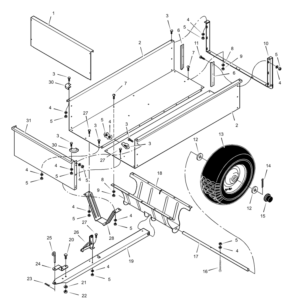 Utility Dump Cart - 17 Cubic Foot Diagram and Parts List for 242012X00A 2003 Briggs and Stratton Lawn Tractor Accessories